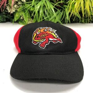 Florida Fire Frogs Hat Cap Strap Back Mens Black Red Embroidered Logo Melotwear